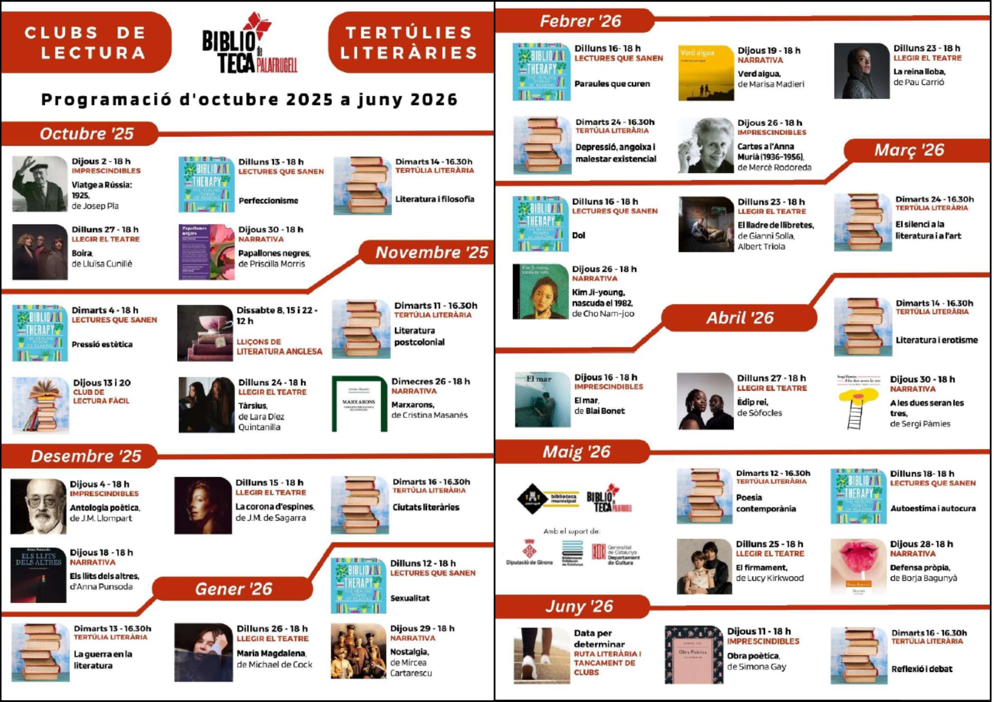 La Biblioteca de Palafrugell engega els Clubs de lectura i les Tertúlies literàries d’aquest nou curs